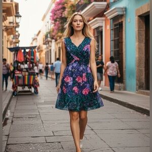 NWT Anna Sui Anthropologie Silk Floral Sleeveless Mini Dress size 6